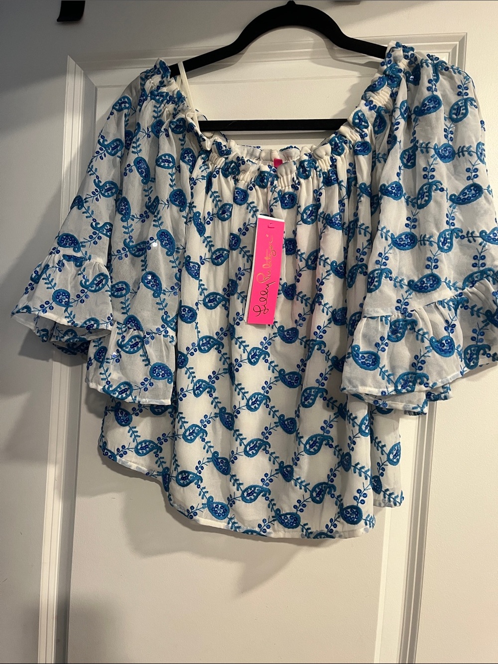 Lilly PulitzerOff-Shoulder Blue Sequin Women’s Top